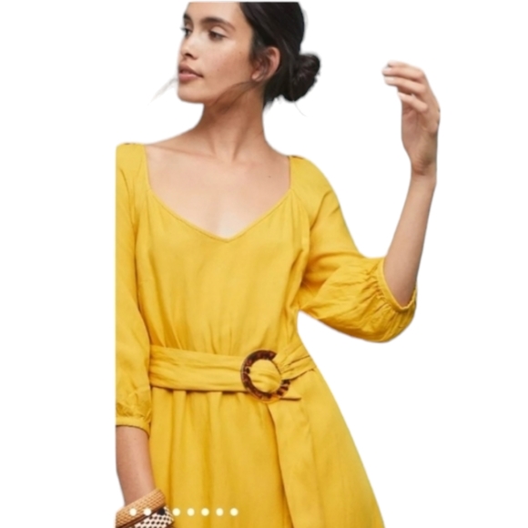 Maeve (Anthropologie) Women's Size 8 Artemis Lucienne Midi Dress in Yellow - Picture 2 of 11